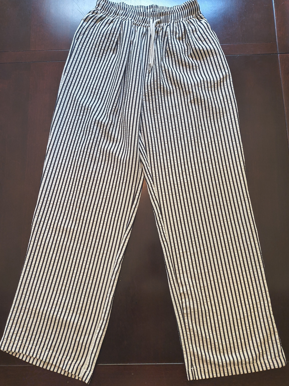 Women's Striped Black & White Drawstring Pants